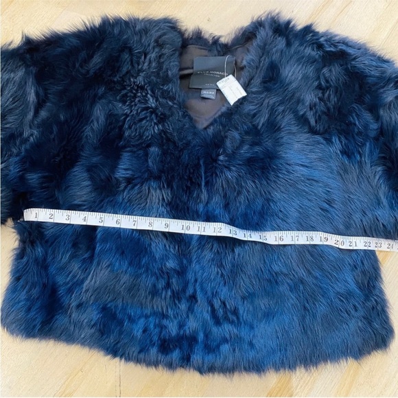 Club Monaco collection dyed navy blue/ blue genuine lamb fur pullover - Picture 8 of 10
